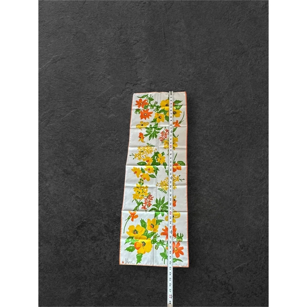 Vintage Retro MCM Vera Neumann Floral Scarf Womens Yellow Orange Oblong Ladybug